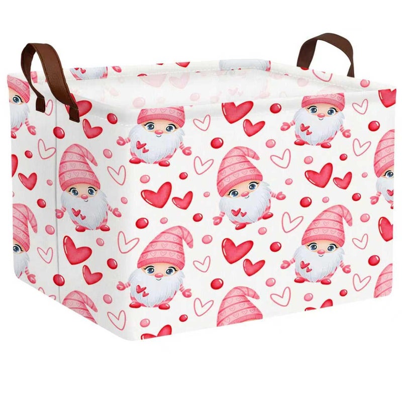 SETAMA Cute Large Valentine's Day Gift Basket Empty Heart Decor Storage Bin for Kid Baby Room Décor (Dwarf Elf Love) - Image 1